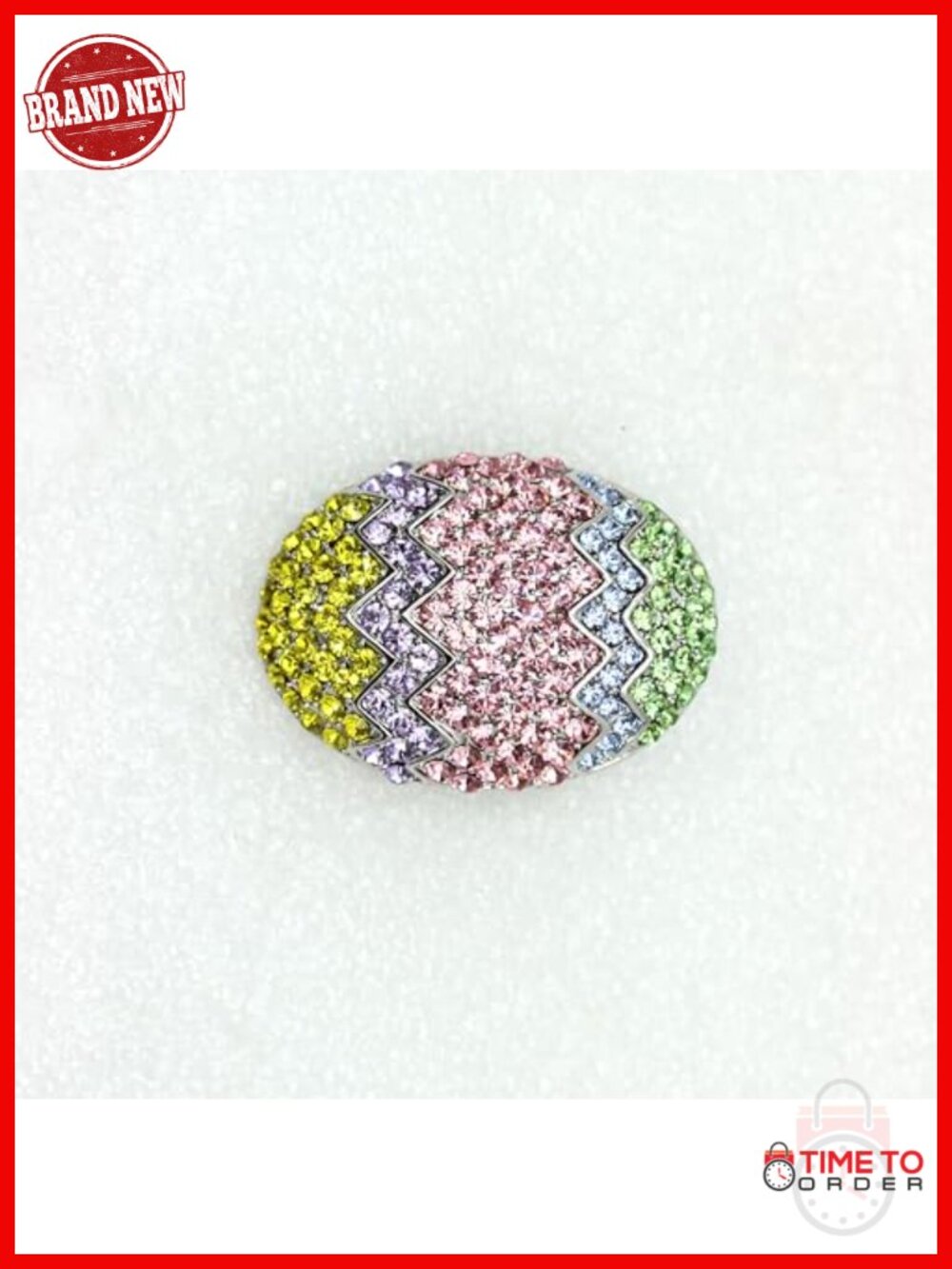 Multi Rhinestone Crystal Big Easter Egg Pin Brooch - Picture 2 of 3